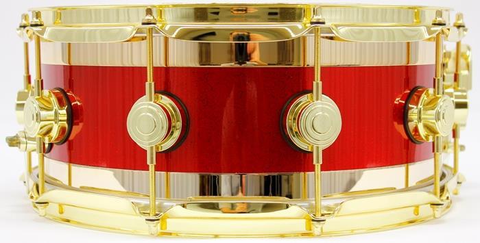 Caixa DW Neil Peart Evolution Collection Test For Echo Tour 14x6" Edge Shell Red Sparkle