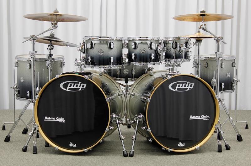 Bateria PDP by DW Concept Maple DW Silver to Black Sparkle Double Bass 22",22",8",10",12",14",16"
