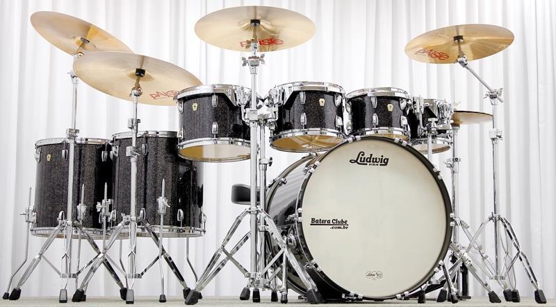 Bateria Ludwig Classic Maple Black Galaxy Sparkle 24",8",10",12",13",16",18" Made USA