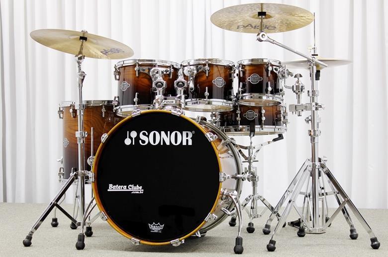 Bateria Sonor Ascent Beech Burnt Fade Stage 3 Plus 22",8",10",12",16" com Ferragens 400 Series