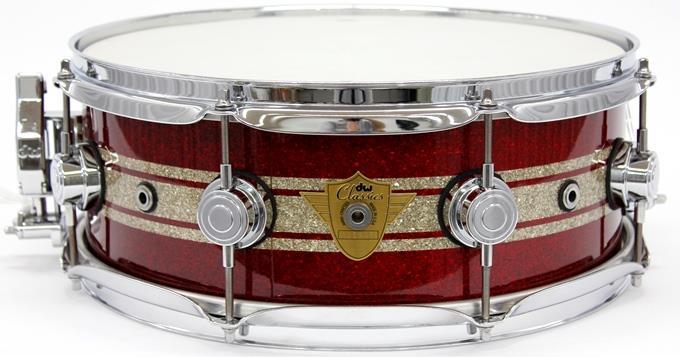 Caixa DW Classics Super Solid Oak Red Glass Silver Pinstripe Sparkle 14x5,5" Made USA