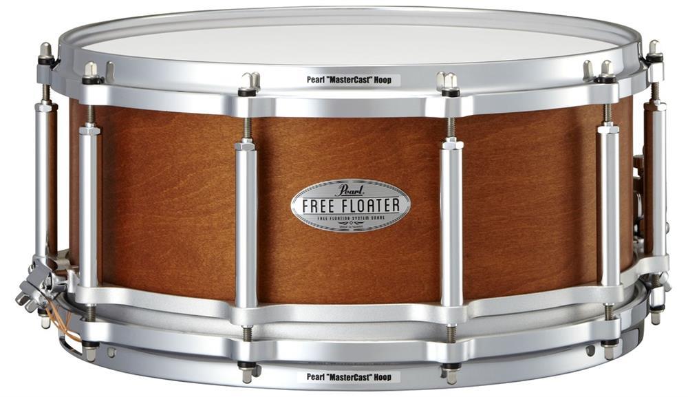 Caixa Pearl Free Floating System Free Floater Maple Mahogany 14x6,5" com casco híbrido e aros Mastercast