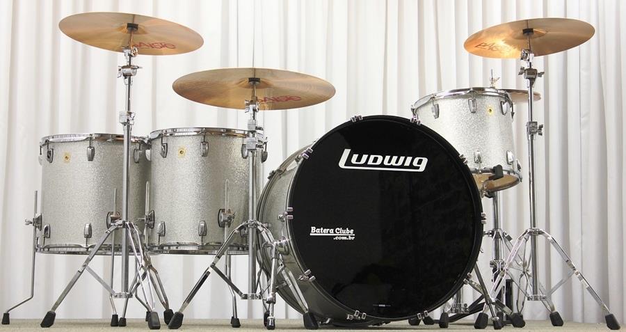 Bateria Ludwig Classic Maple Zep Set John Bonham Silver Sparkle 26",14",16",18" (Seminova) Made USA