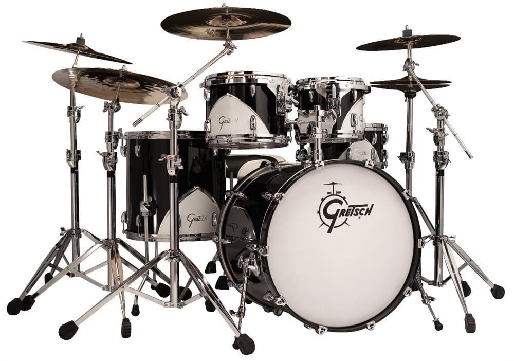 Bateria Gretsch Renown Maple 57 Motor City Black Cadillac 22",10",12",16" Silver Sealer Maple