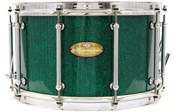 Caixa Pearl Masterworks Custom African Mahogany Forest Green Sparkle 14x8" com Canoas Tube Lugs