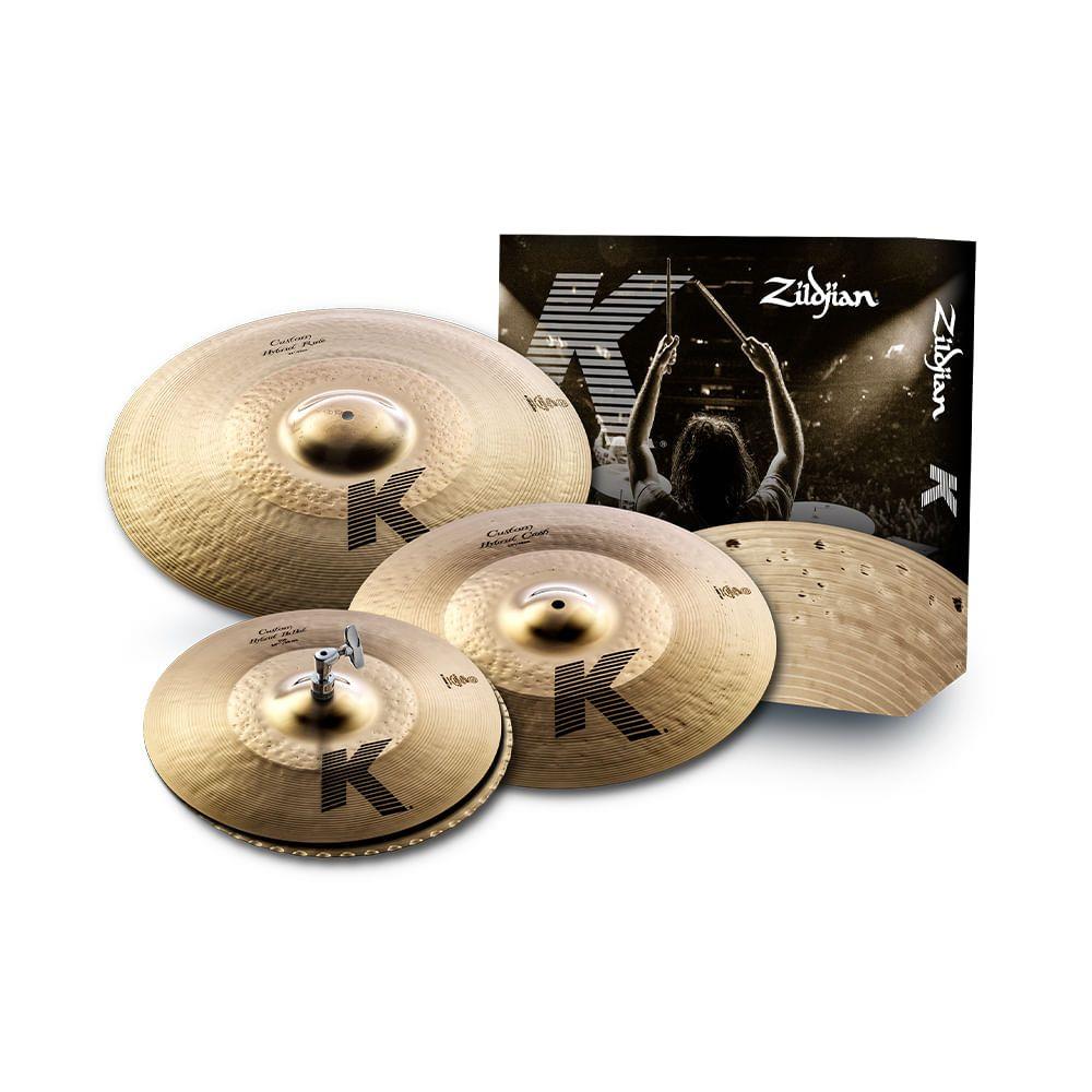 Kit de Pratos Zildjian K Custom Hybrid Series KCH390 com Crash 17", Ride 21" e Chimbal 14"