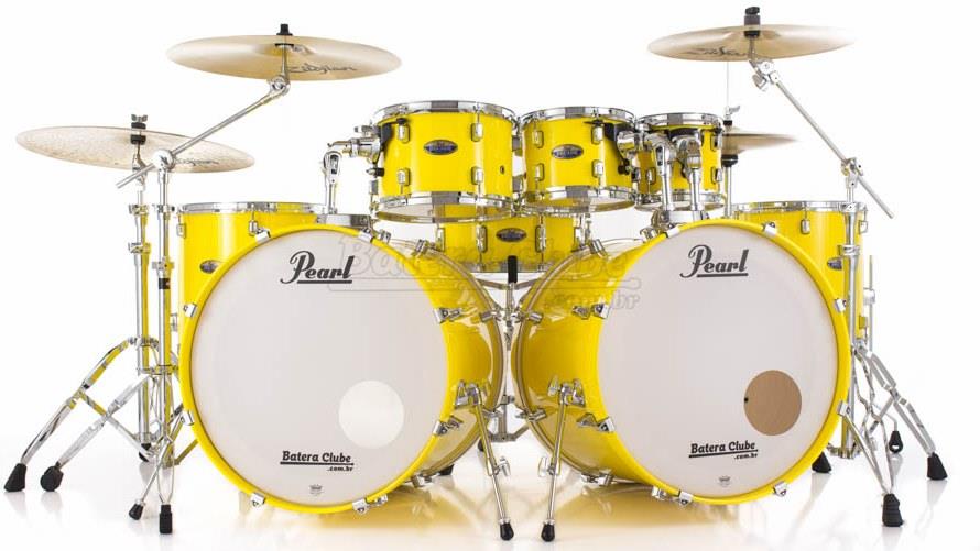 Bateria Pearl Decade Maple Solid Yellow Bumbo Duplo 22",22",8",10",12",14",16" com Ferragens 830