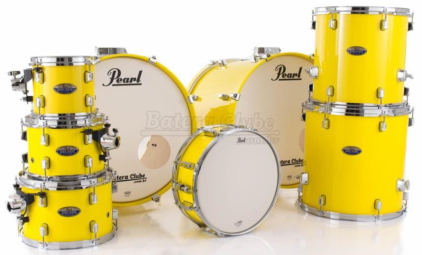 Bateria Pearl Decade Maple Solid Yellow Bumbo Duplo 22",22",8",10",12",14",16" c/ caixa (Shell Pack)