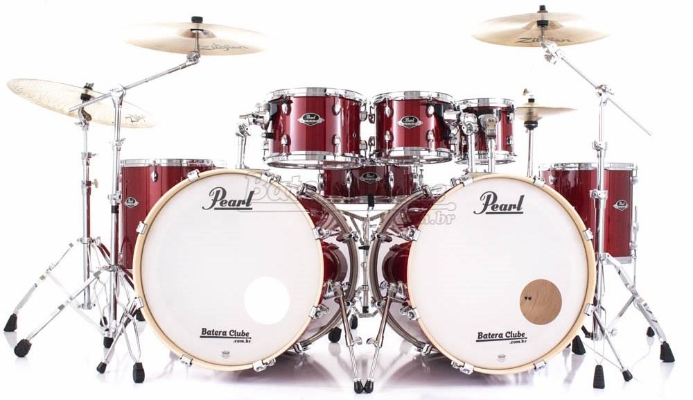 Bateria Pearl Export EXL Lacquer Natural Cherry Bumbo Duplo 22",22",8",10",12"14",16" (Shell Pack)