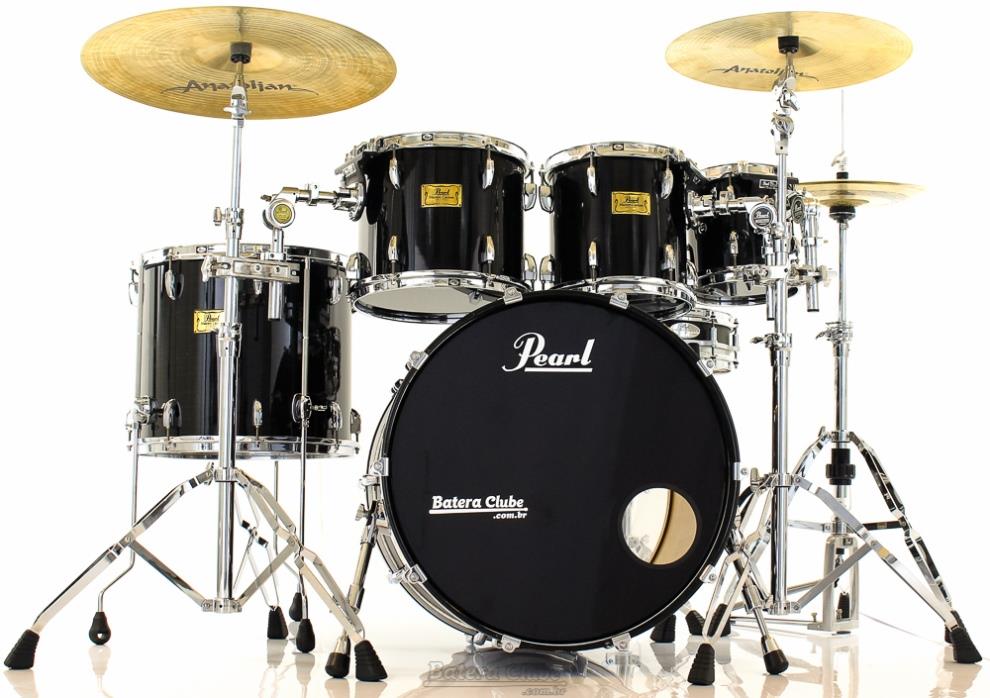 Bateria Pearl Masters Custom MMX Maple Black Mist 22",8",10",12",16" (Seminovo) Shell Pack
