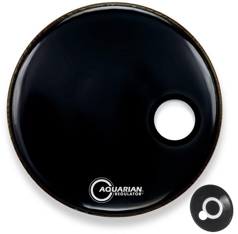 Pele Aquarian Regulator Resonant Black 20" RSM20BK Resposta de Bumbo com Furo e Anel Controlador