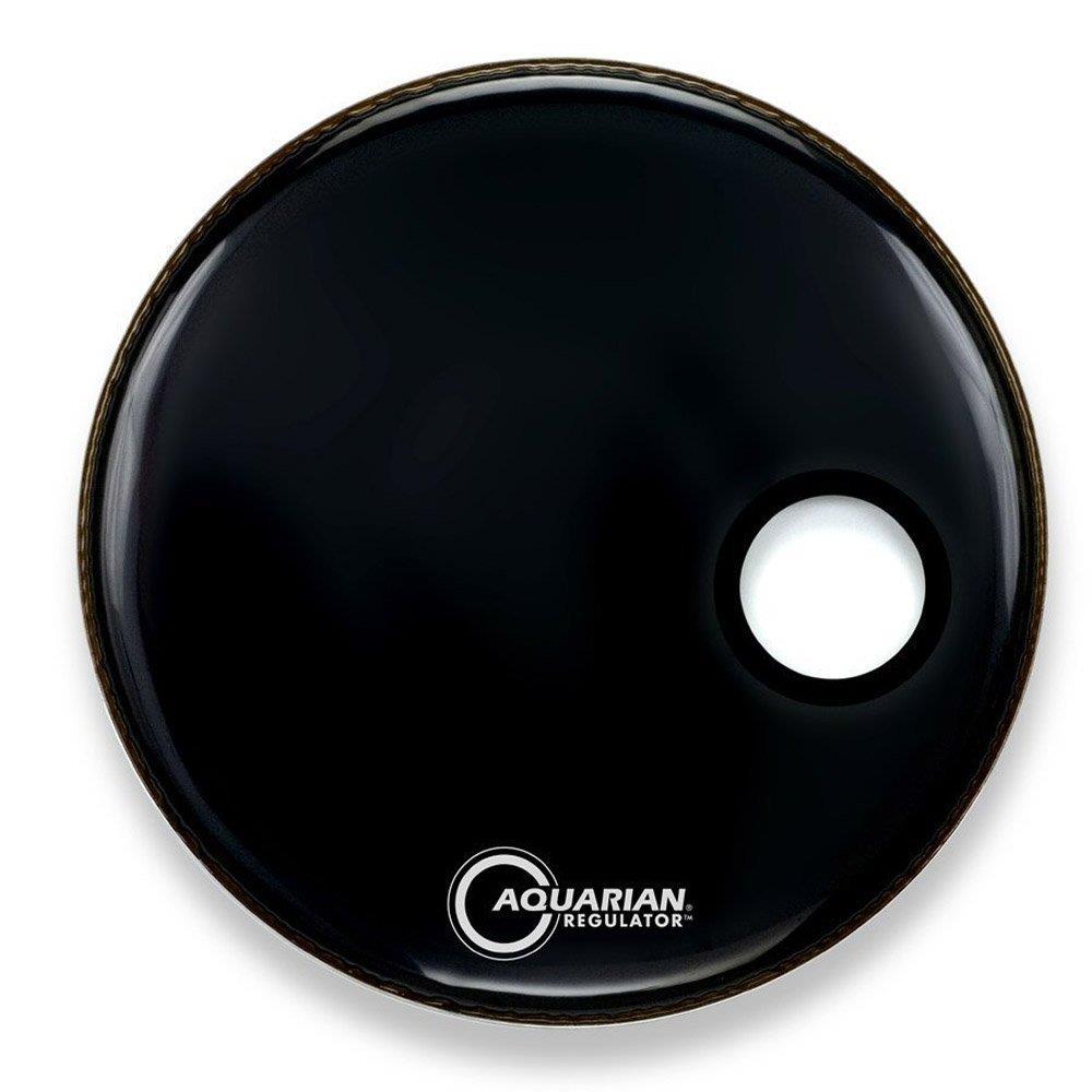 Pele Aquarian Regulator Resonant Black 18" RSM18BK Resposta de Bumbo com Furo e Anel Controlador