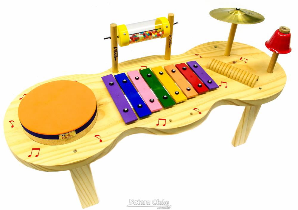 Percussão JOG Vibratom Baby P3696 c/ Metalofone, Reco-reco e Prato (Musicalização Infantil) 14860