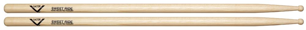 Baqueta Vater Sweet Ride VHSRW Padrão 7A em Hickory Made in USA com ponta de bolinha ping cristalino