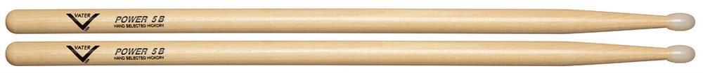 Baqueta Vater Power 5B VHP5BN Mais Alongada (Padrão 5B) Ponta de Nylon Made In USA