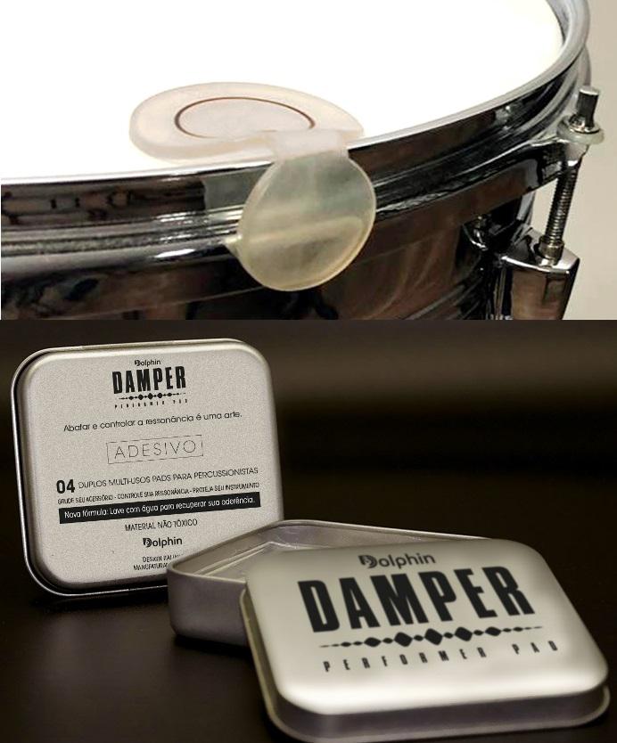 Abafador de Tambores Dolphin Damper Kit com 4 Pads (Moongel) Filtre as Sobras da Bateria (12101)