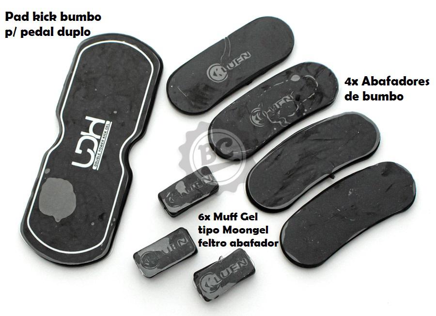 Abafador de Tambores Luen LDH Kit Harmonic Preto com Padkick e Abafadores de Bumbo e Tom (98257PT)