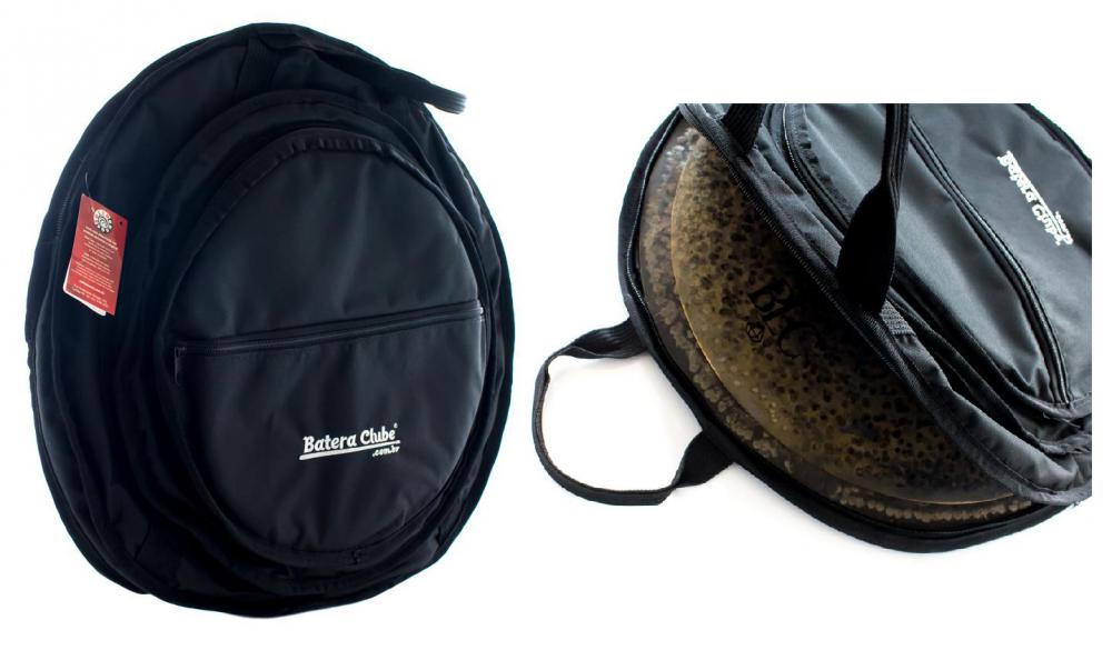 Bag de Pratos Solid Sound Preta com 3 Divisões, Bolso Frontal Pratos até 22" Alça de Mochila (4035)