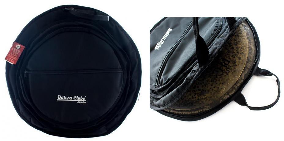 Bag de Pratos Solid Sound Preta com 3 Divisões, Bolso Frontal Pratos até 24" Alça de Mochila (4058)