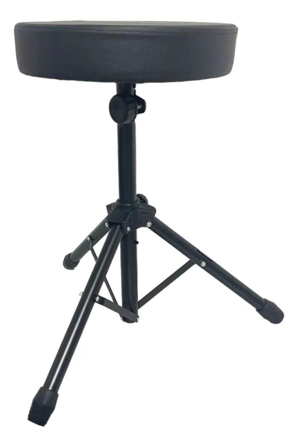 Banco Smart SM-021 redondo extra leve pintura eletroestática preta e assento em courino até 85kg