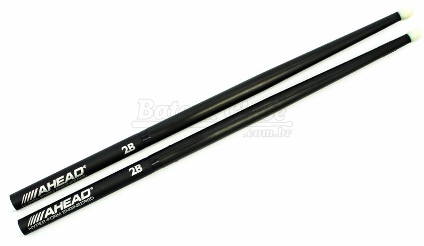 Baqueta Ahead Drumsticks 2B Classic Black Polyurethane (2B Nylon) em Poliuretano e Base de Alumínio