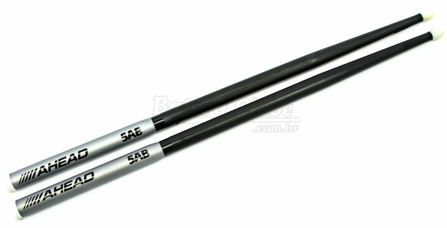 Baqueta Ahead Drumsticks 5ABS Hybrid Studio Black Polyurethane (5AB Nylon) Padrão 5A e 5B