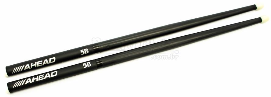 Baqueta Ahead Drumsticks 5B Clássica Light Rock (5B Nylon) em Poliuretano e Base de Alumínio