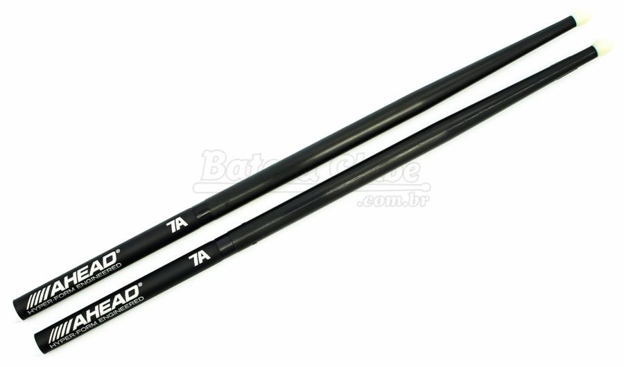 Baqueta Ahead Drumsticks 7A Classic Black Polyurethane (7A Nylon) em Poliuretano e Base de Alumínio