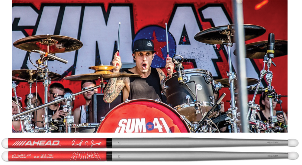 Baqueta Ahead Drumsticks Signature Frank Zummo (Padrão 2B Comprida) Poliuretano e Alumínio