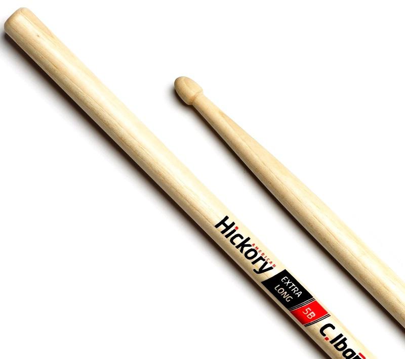 Baqueta C. Ibañez Hickory Padrão 5B Extra Long Clássica Madeira Made in USA Top com Ponta de Madeira