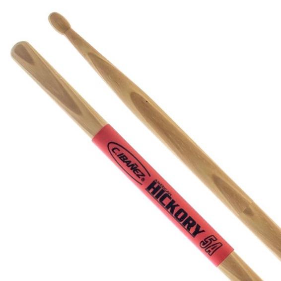 Baqueta C. Ibañez Hickory SuperGrip 5AHSG Padrão 5A Punho Emborrachado Ponta de Madeira Made in USA