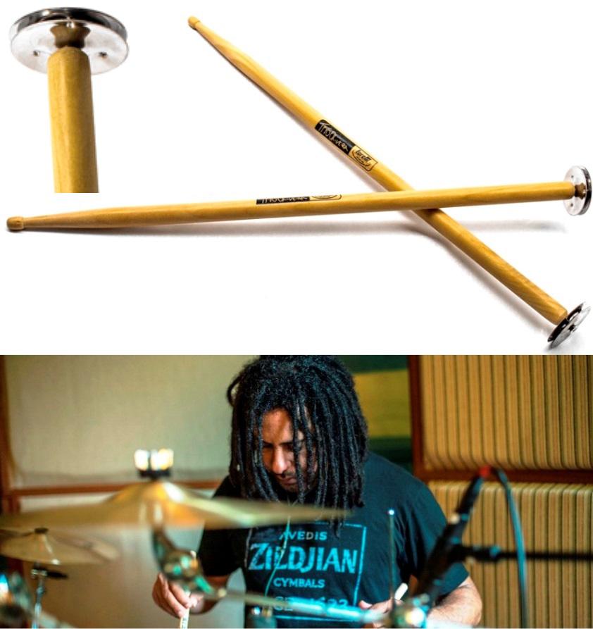 Baqueta com Platinelas Torelli TQT41 Signature Tito Oliveira que simula sonoridade tipo pandeirola