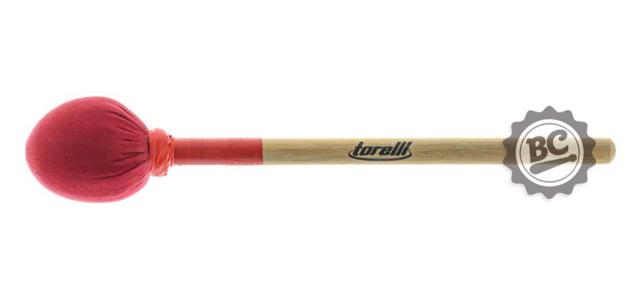 Baqueta para Zabumba Torelli TQ091 Vermelha ponta oval com 30cm de comprimento madeira e pelúcia