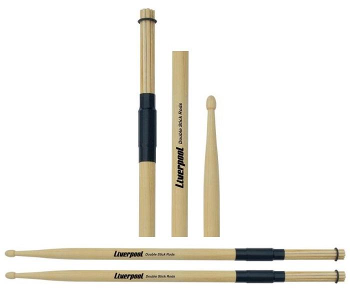 Baqueta Rod e Normal Liverpool Double Stick Rods RD-164 com 2 Lados, Cerdas de Bambu e Clássica (11435)