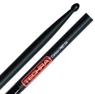 Baqueta Techra Carbon Pro 7A Super Grip com Cabo Emborrachado Fibra de Carbono Italiana