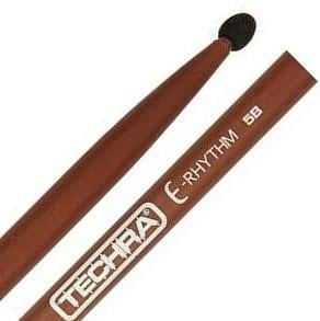 Baqueta Techra E-Rhythm 5B Fibra de Carbono Italiana Ponta de Borracha Ideal para bateria eletrônica