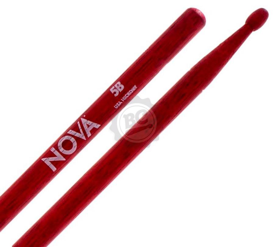 Baqueta Vic Firth Nova Series Hickory Red Padrão 5B Clássica Vermelha com Ponta de Madeira (7369)