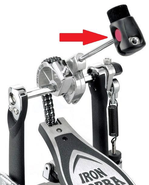 Batedor de Bumbo Tama Iron Cobra CB900PS Power-Strike Hard Felt Beater compatível com todas as marcas