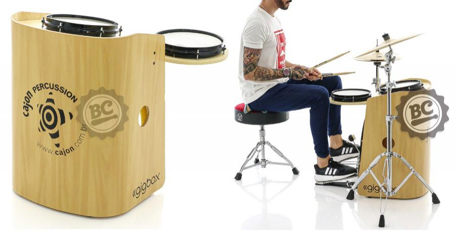 Bateria Cajón Percussion Gig Box GB-MF Marfim Natural Mini Bateria Cajón Kit Compacto