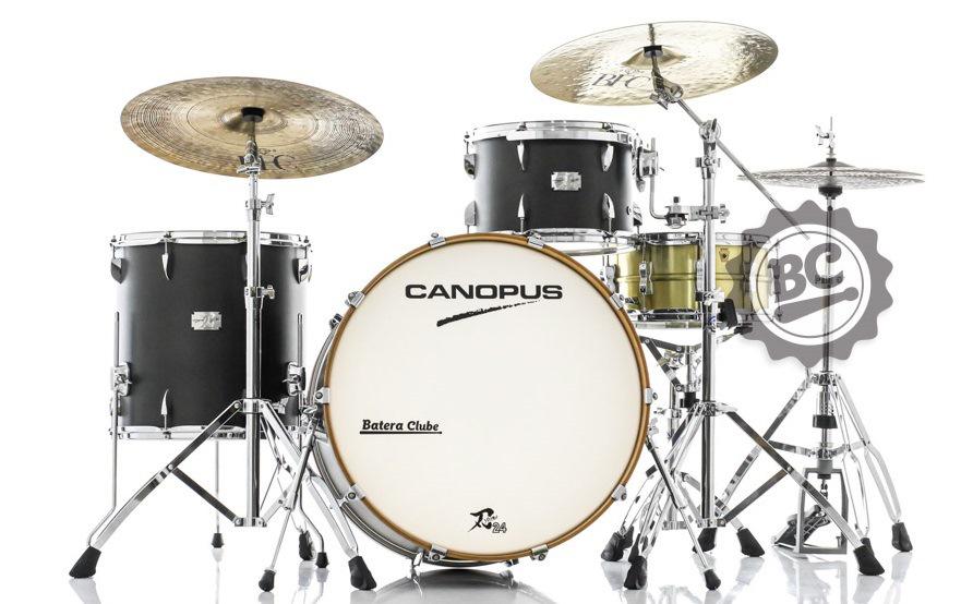 Bateria Canopus Yaiba Birch Antique Ebony Matt com Bumbo 24",13",16" (Shell Pack) Made in Japan