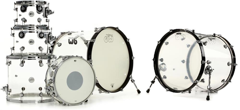 Bateria DW Design Series Acrylic Shell Double Bass 22",22",8",10",12",14",16" (Shell Pack)