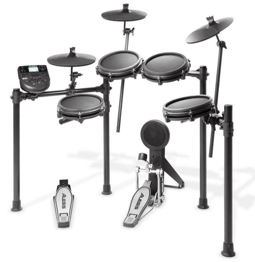 Bateria Eletrônica Alesis Nitro Mesh com Pad Dual Zone, Módulo 385 sons, Pedal Simples, Rack 4-Post
