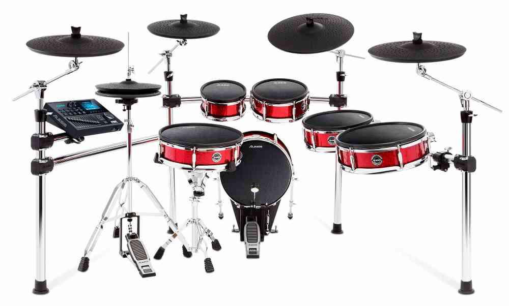 Bateria Eletrônica Alesis Strike Pro com Dual Zone Mesh Padrão Top com 2 surdos, chimbal e 4 pratos