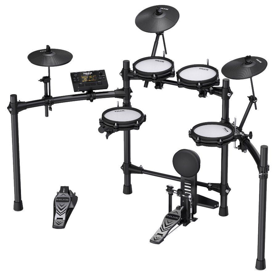 Bateria Eletrônica NUX DM-210 Mesh Electric Drum Kit com Pedal de Bumbo e Diferenciais Superiores