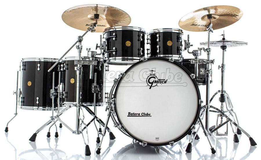 Bateria Gretsch New Classic Maple Black Sparkle 22",10",12",14",16" (Shell Pack) com Aros Die-Cast
