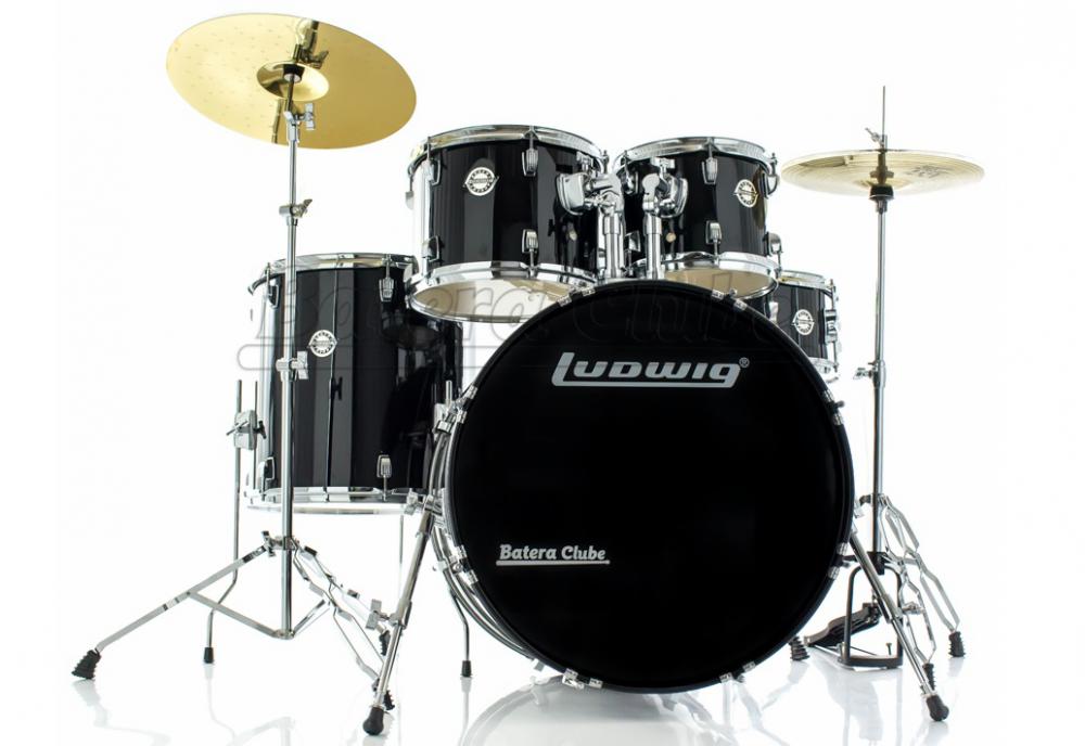 Bateria Ludwig Accent Drive Metallic Black Completa com Pratos Wuhan e Banco 22",10",12",16" e Caixa