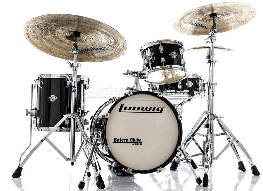 Bateria Ludwig Breakbeats by Questlove Signature Black Sparkle com Bumbo 16" Compacto (Shell Pack)