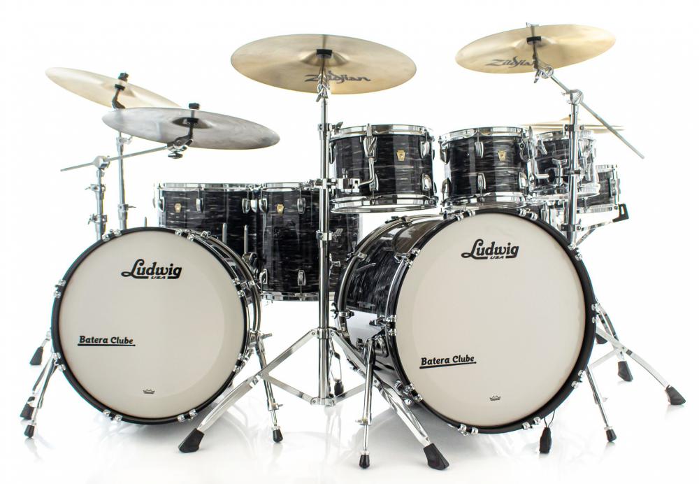 Bateria Ludwig Classic Maple Black Vintage Oyster com 2 Bumbos 20",22",8",10",12",14",16" Shell Pack