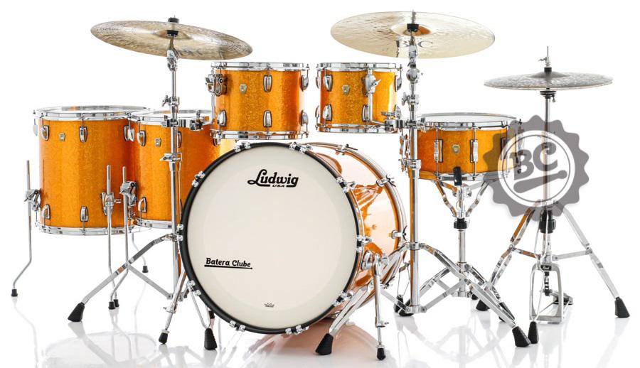Bateria Ludwig Classic Maple Gold Sparkle Bumbo 22",10",12",14",16" (Shell Pack) Made in USA