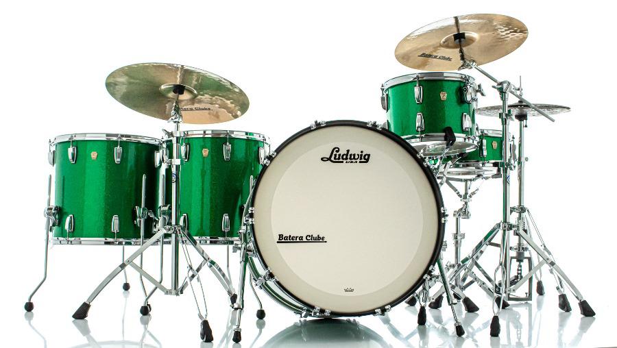 Bateria Ludwig Classic Maple Green Sparkle com Bumbo 24",13",16",18" (Shell Pack) Made in USA